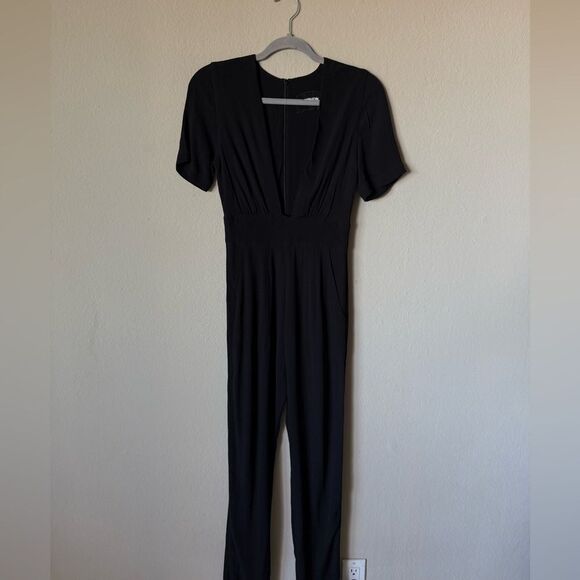 Reformation Dean Black Jumpsuit Deep V Neck Size XS - Picture 6 of 10